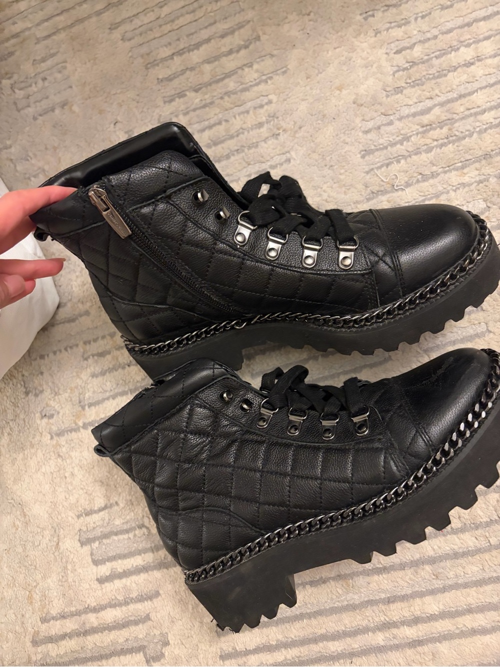 VINCE CAMUTO MAISSA QUILTED COMBAT BOOT